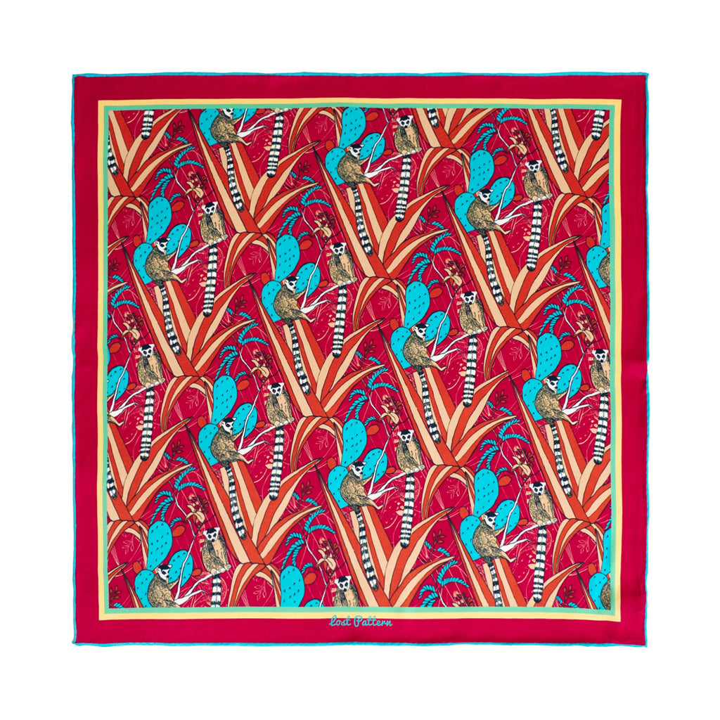 "Madagascar" Silk Bandana - Red
