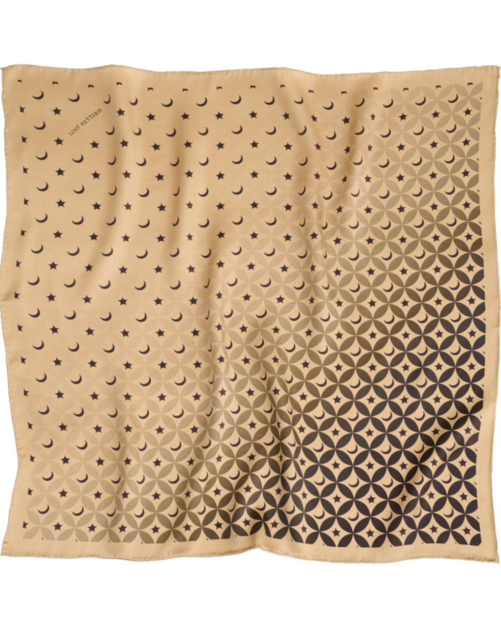"Moonlit Stars" Silk Bandana Scarf - Gold