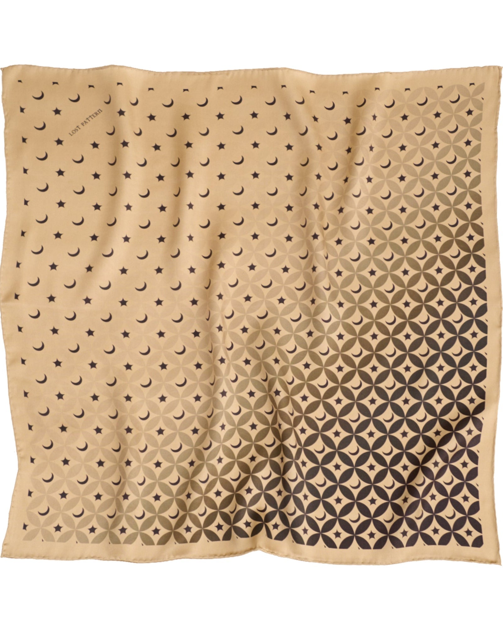 "Moonlit Stars" Silk Bandana Scarf - Gold