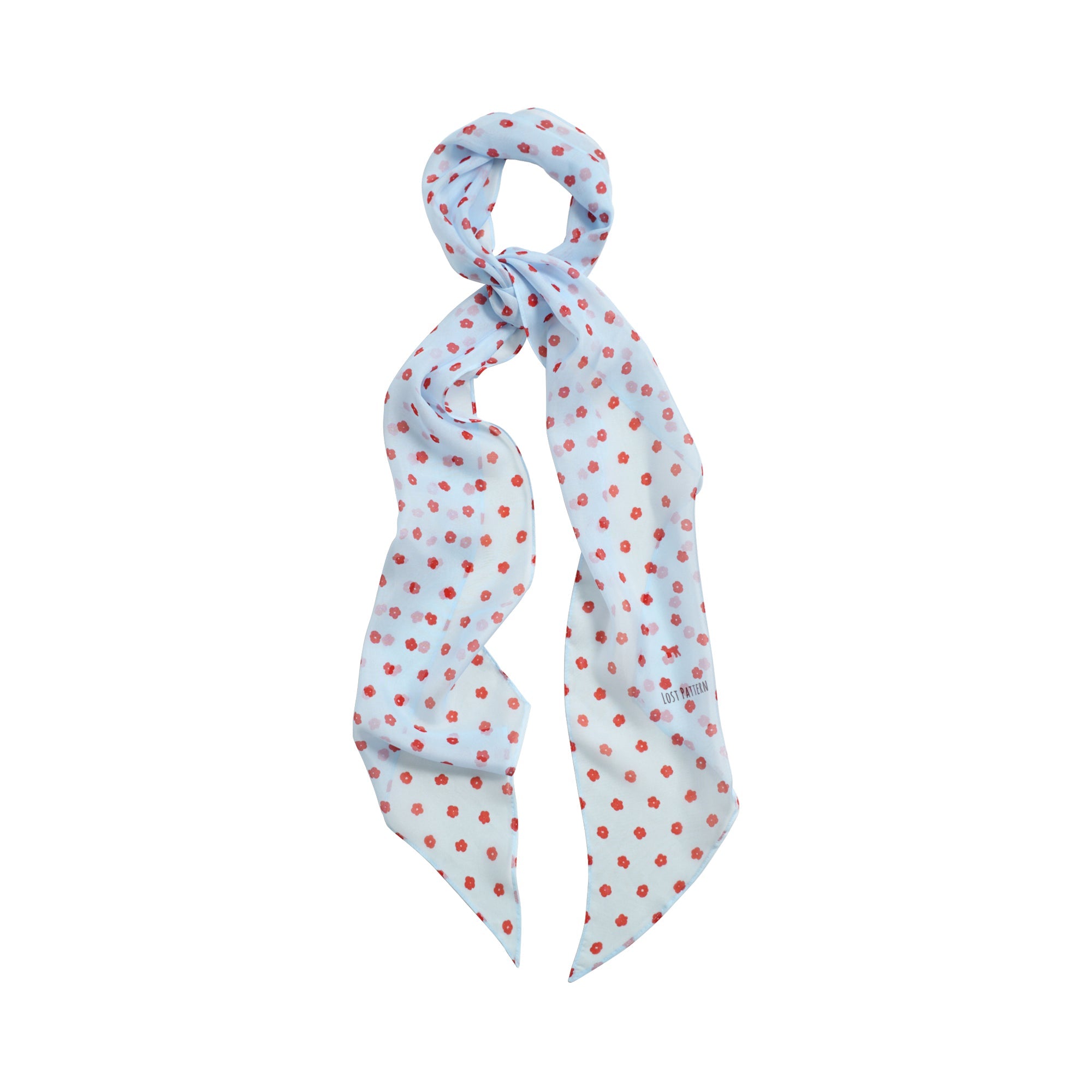 "Petal Veil" Silk Chiffon Neck Scarf - Blue