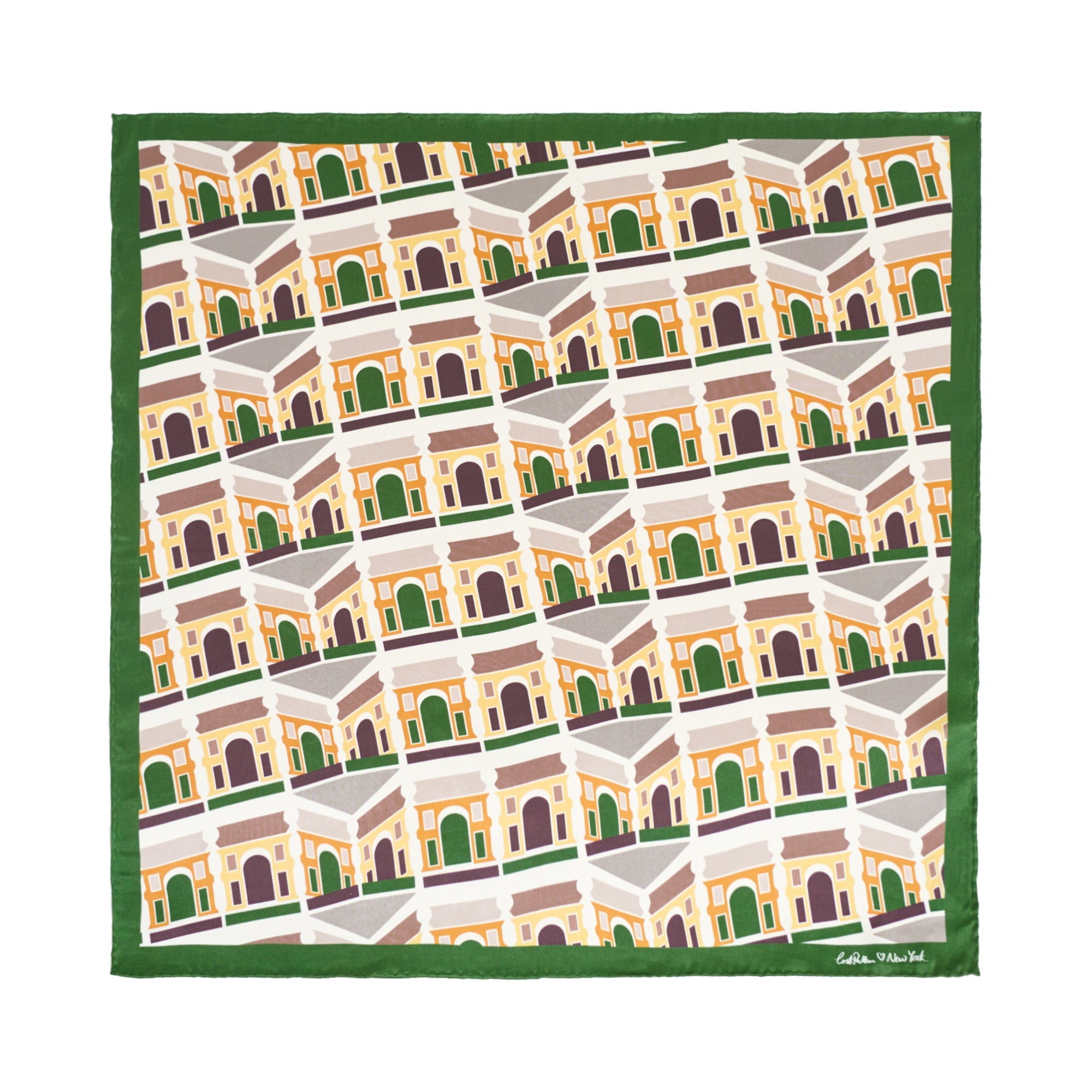 "Square Arch" Silk Bandana Scarf - Green