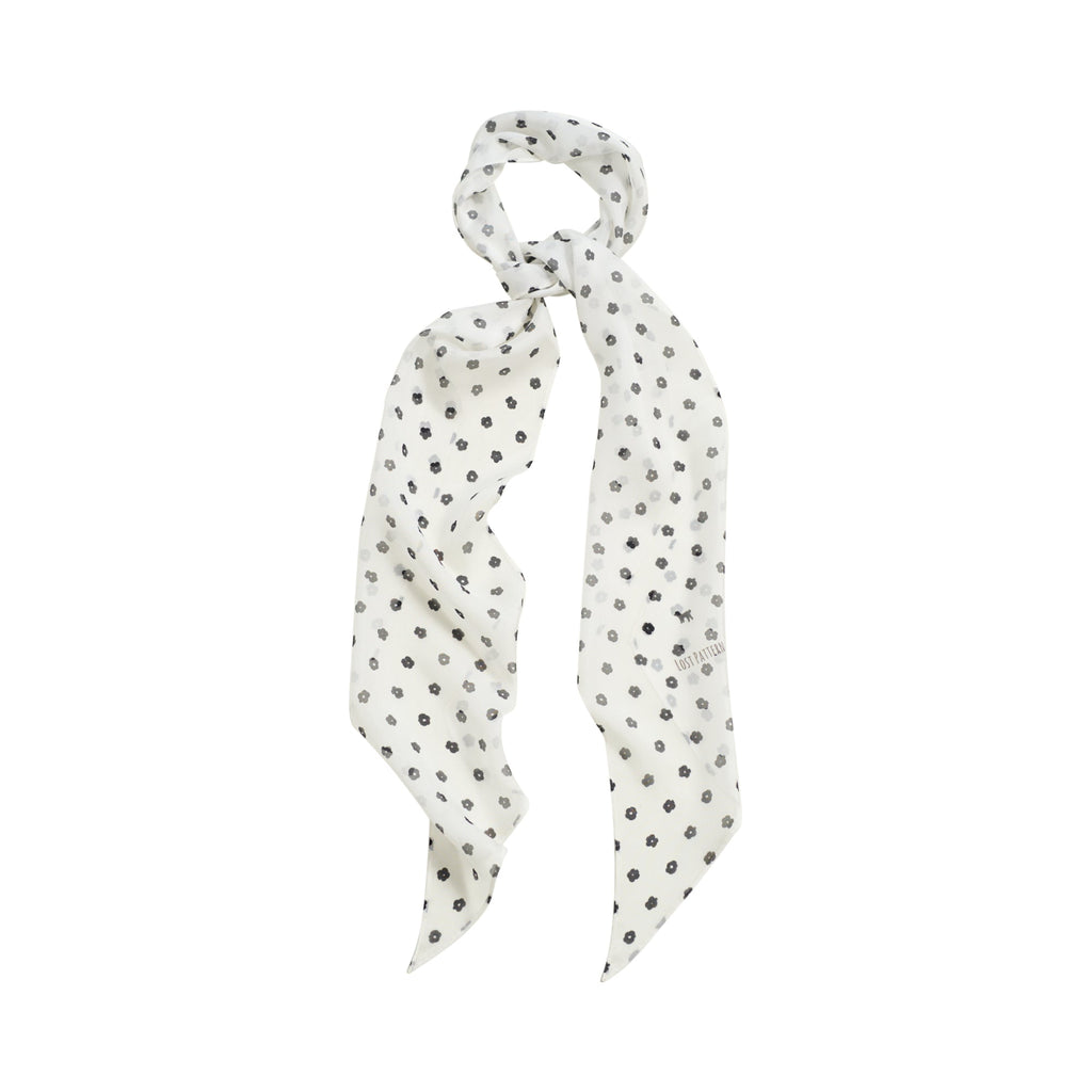 "Petal Veil" Silk Chiffon Neck Scarf - White