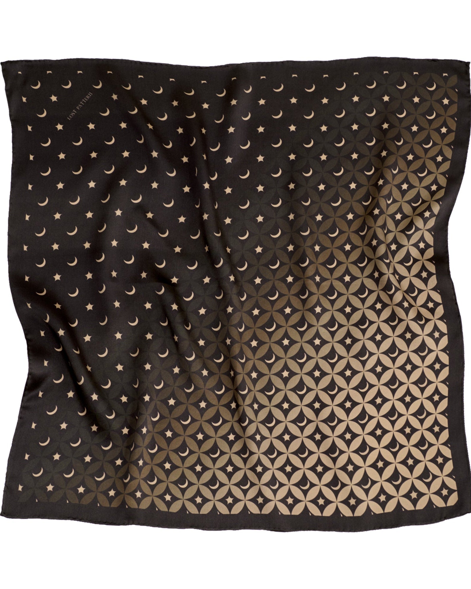 "Moonlit Stars" Silk Bandana Scarf - Black