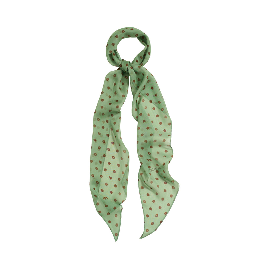 "Petal Veil" Silk Chiffon Neck Scarf - Matcha Green