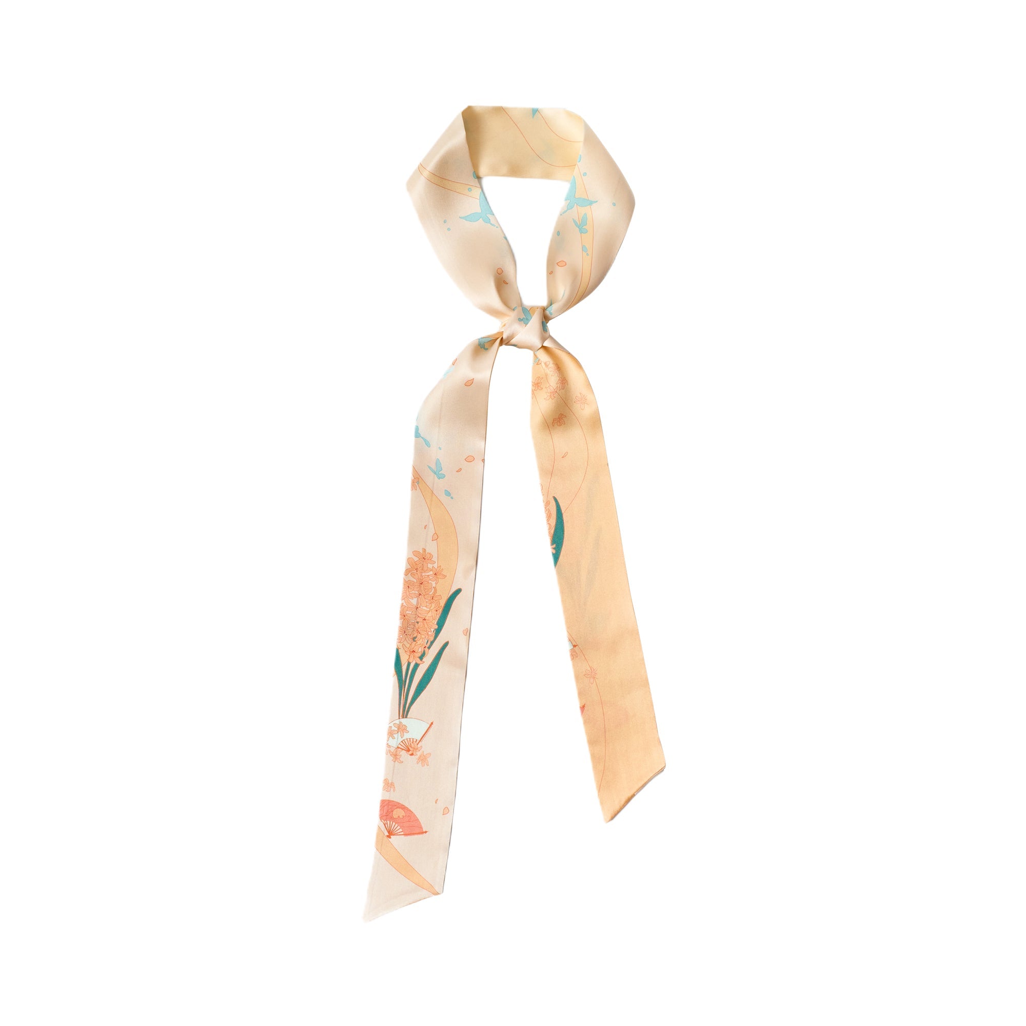 “Fanfare Breeze” Silk Skinny Scarf