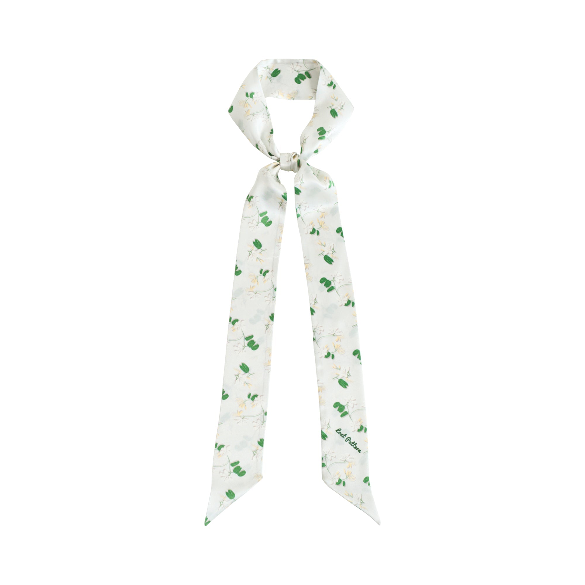 "Jasmine Tea" Silk Skinny Scarf - White