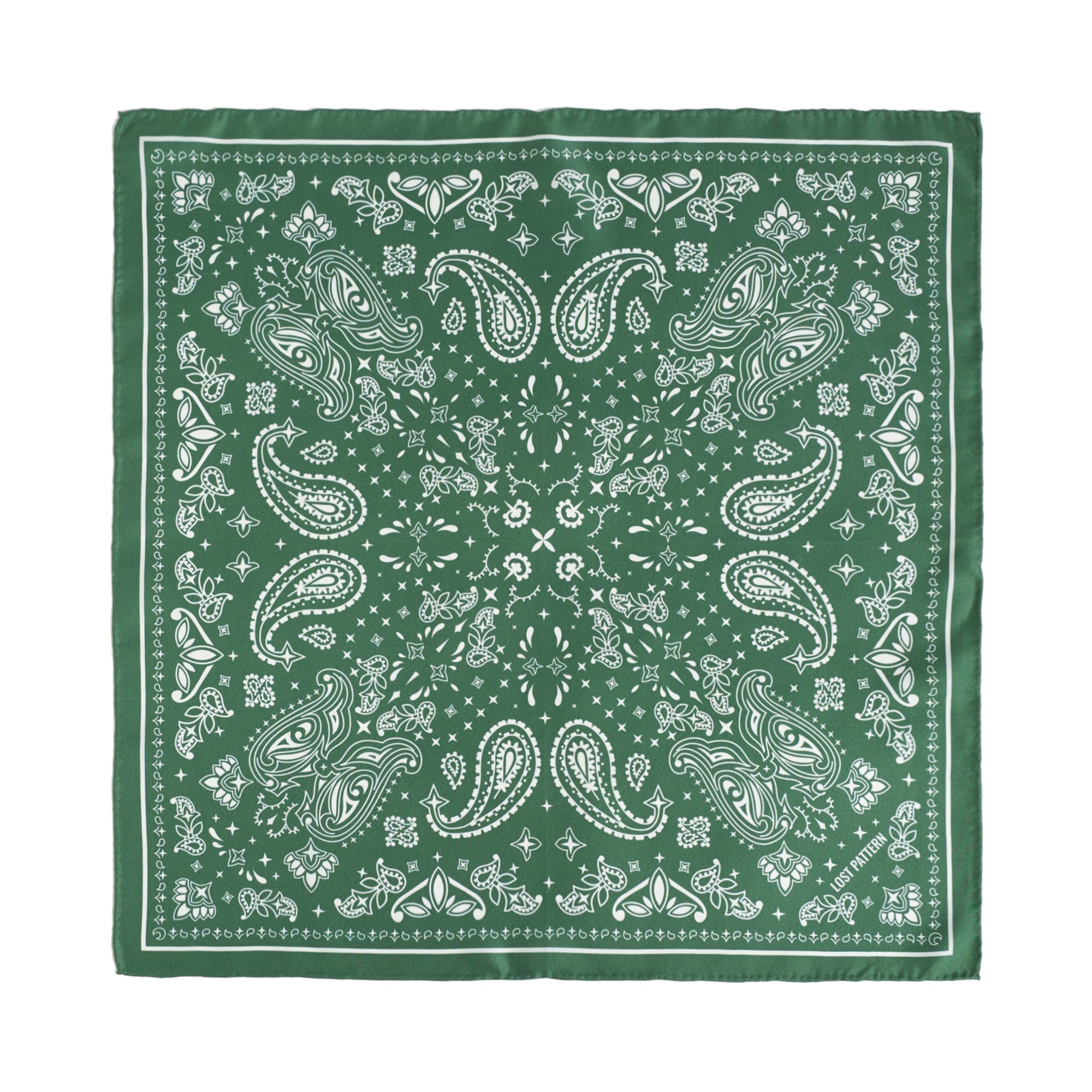 “Paisley" Silk Bandana Scarf - Sagebrush Green