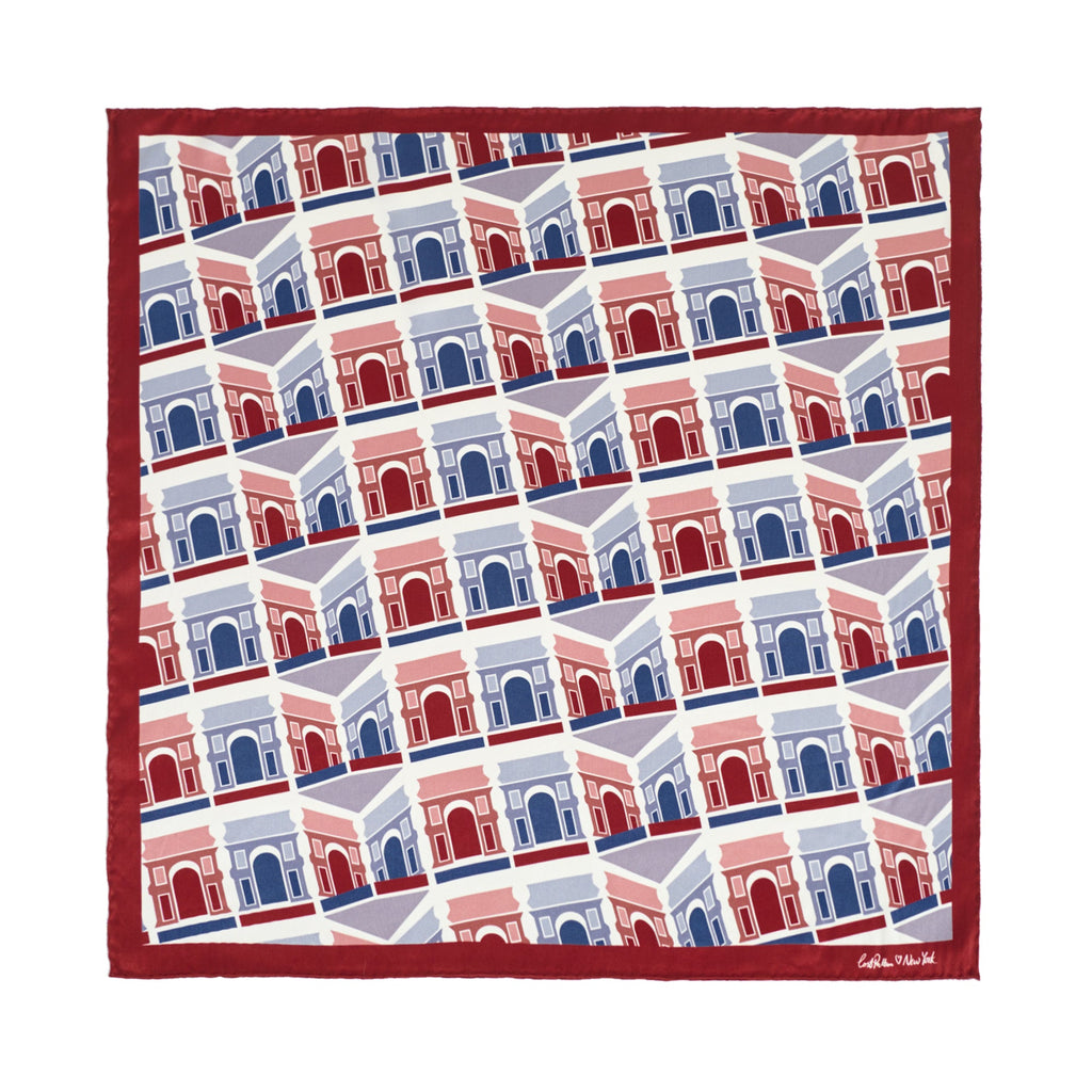 "Square Arch" Silk Bandana Scarf - Maroon