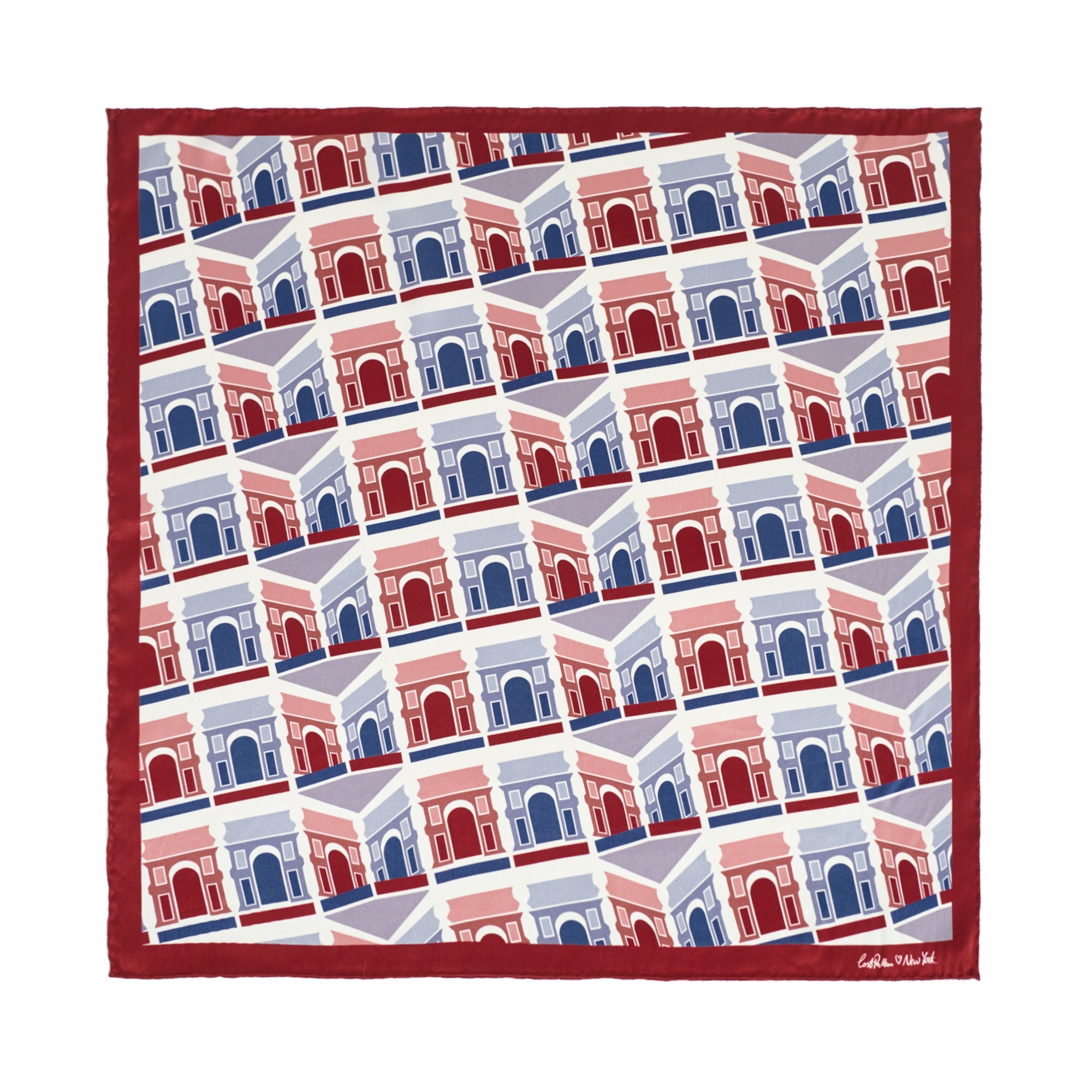 "Square Arch" Silk Bandana Scarf - Maroon