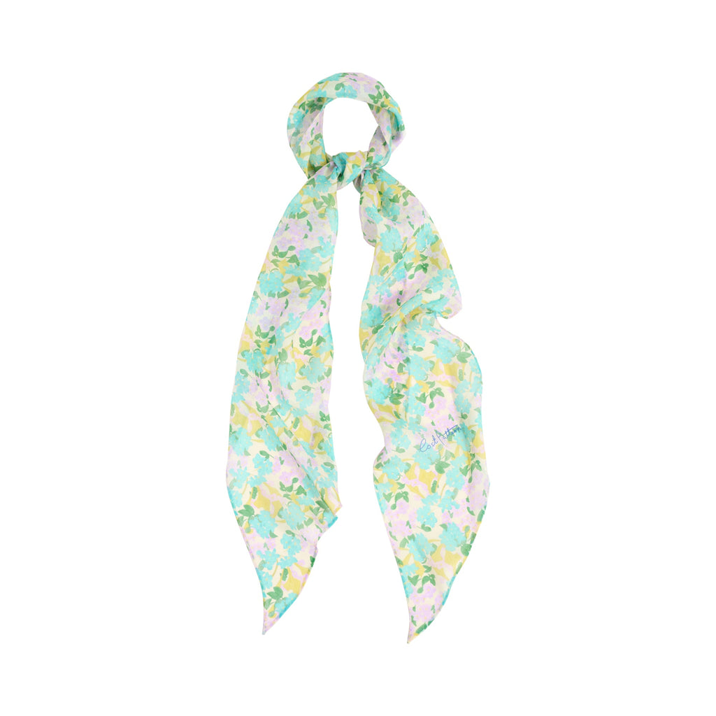 "Rosebay" Silk Chiffon Neck Scarf - Blue