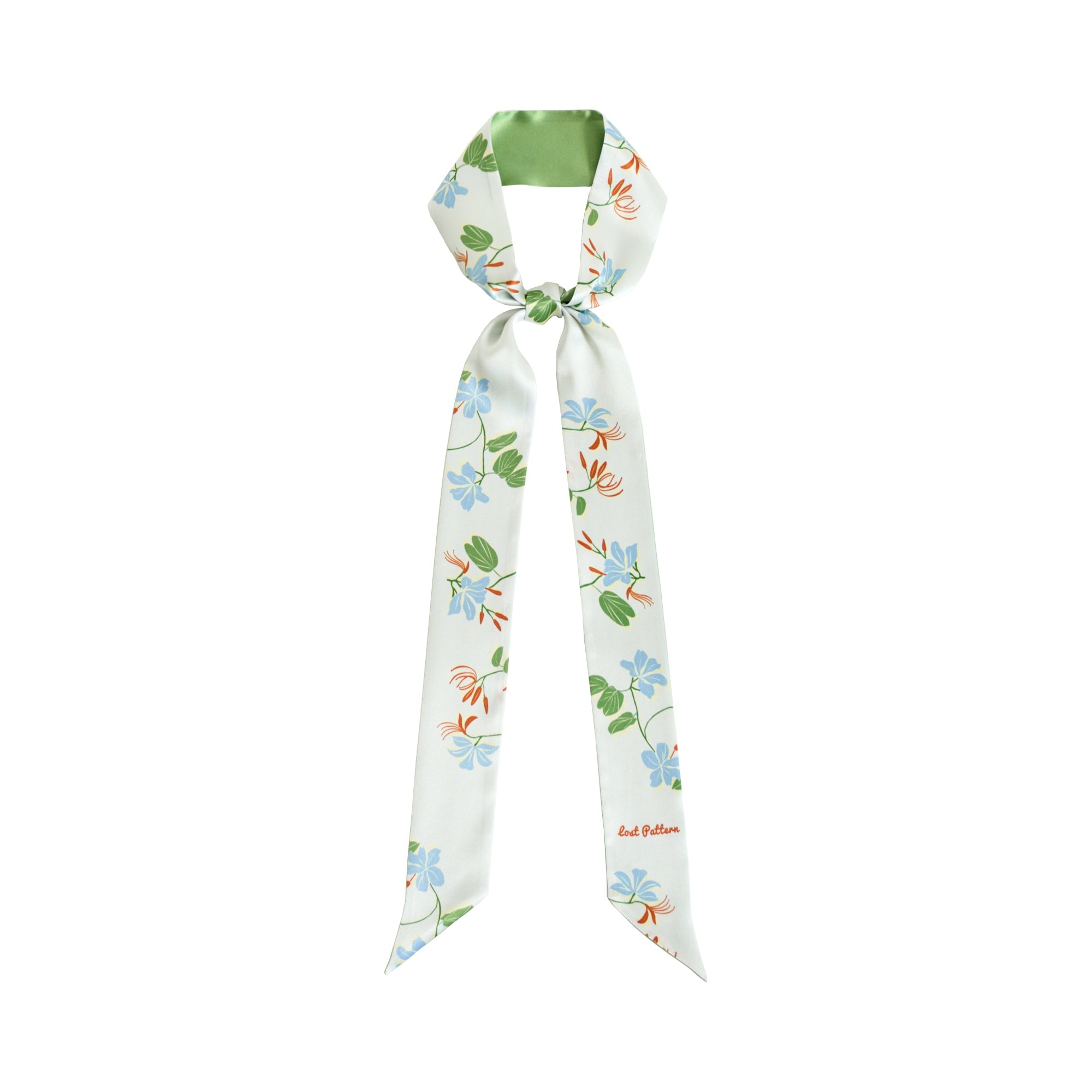 "Jasmine Tea" Silk Skinny Scarf - Green