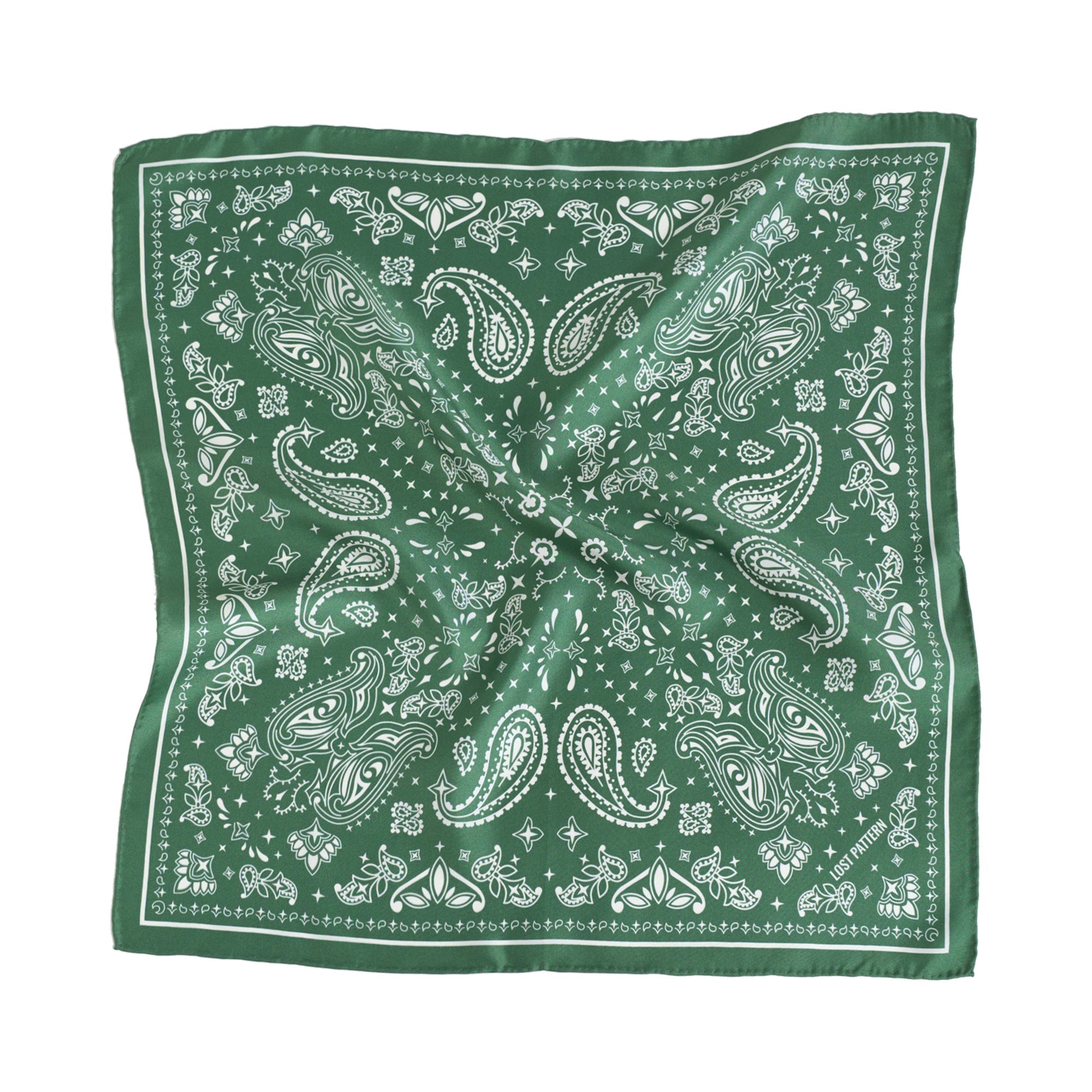 “Paisley" Silk Bandana Scarf - Sagebrush Green