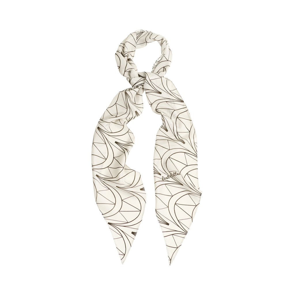 "Chrysler" Silk Crepe Neck Scarf - Deco Ivory