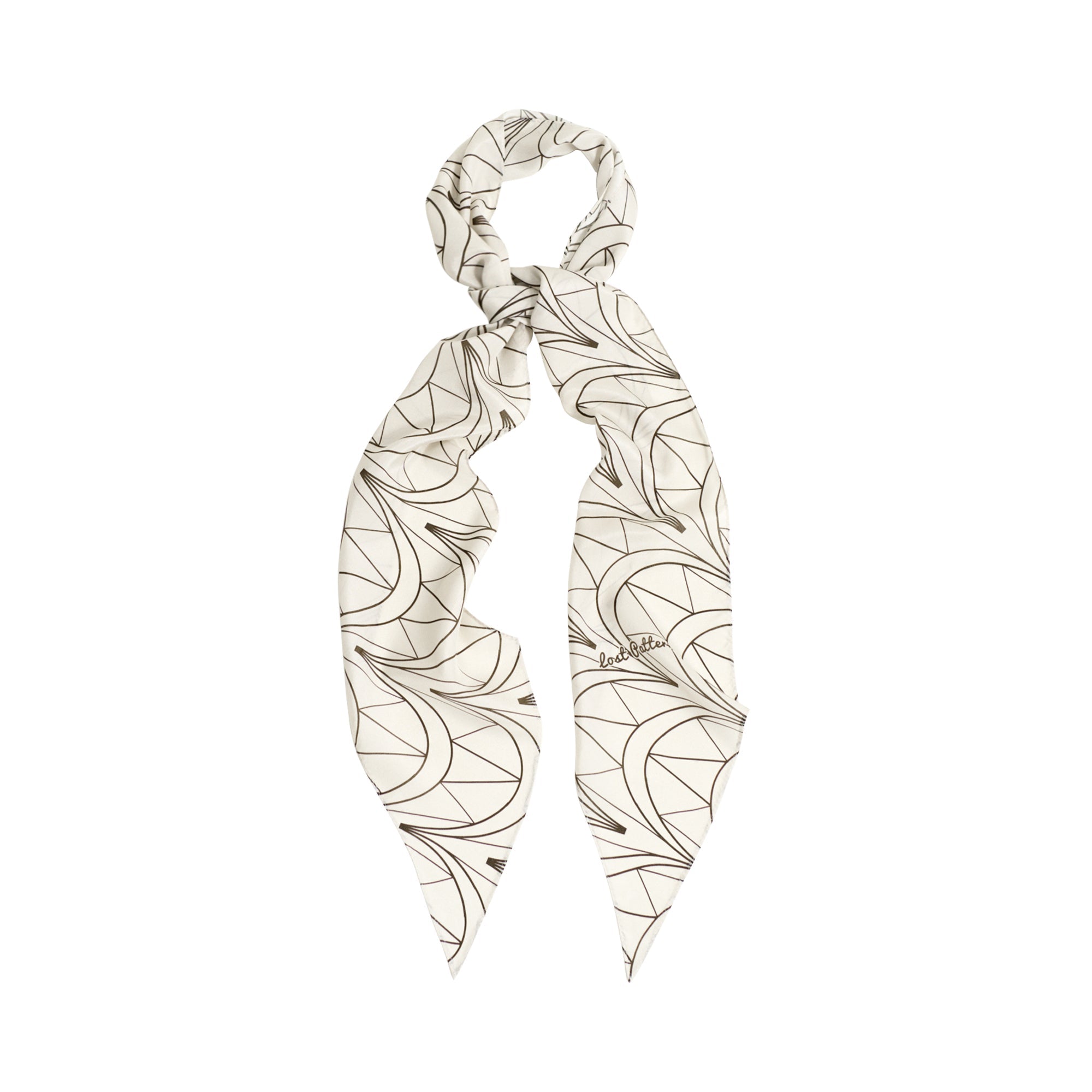 "Chrysler" Silk Crepe Neck Scarf - Deco Ivory