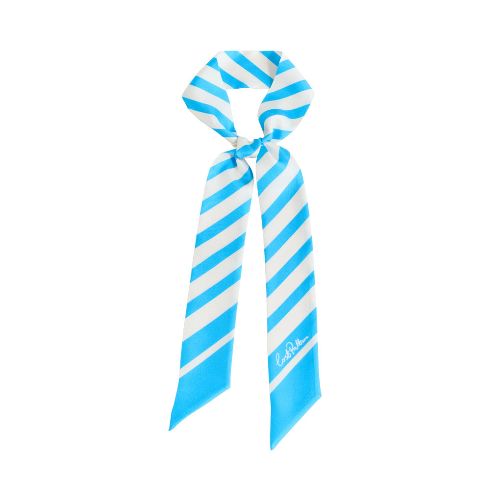 "La Marinière" Silk Skinny Scarf - Sky Blue