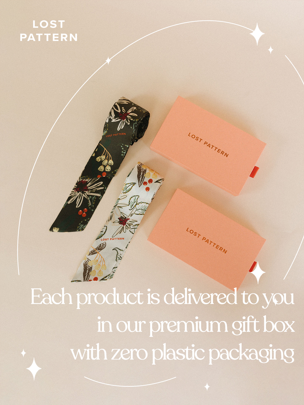 "Forest Charm" Silk Skinny Scarf - Vanilla