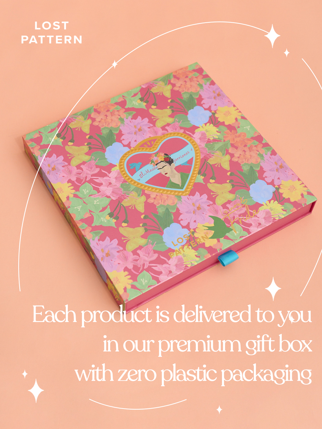 FRIDA x LOST PATTERN "Los Amores de Frida" Large Silk Scarf - Pastel