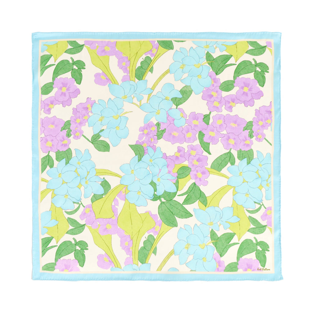"Rosebay" Silk Bandana Scarf - Pink & Blue