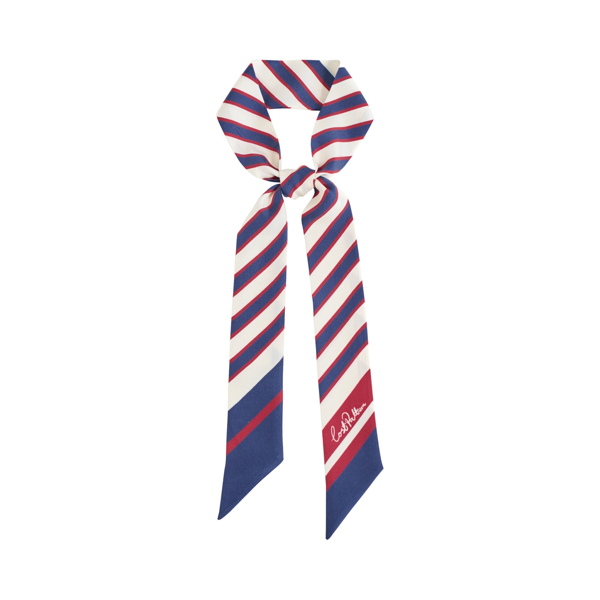 "La Marinière" Silk Skinny Scarf - Navy