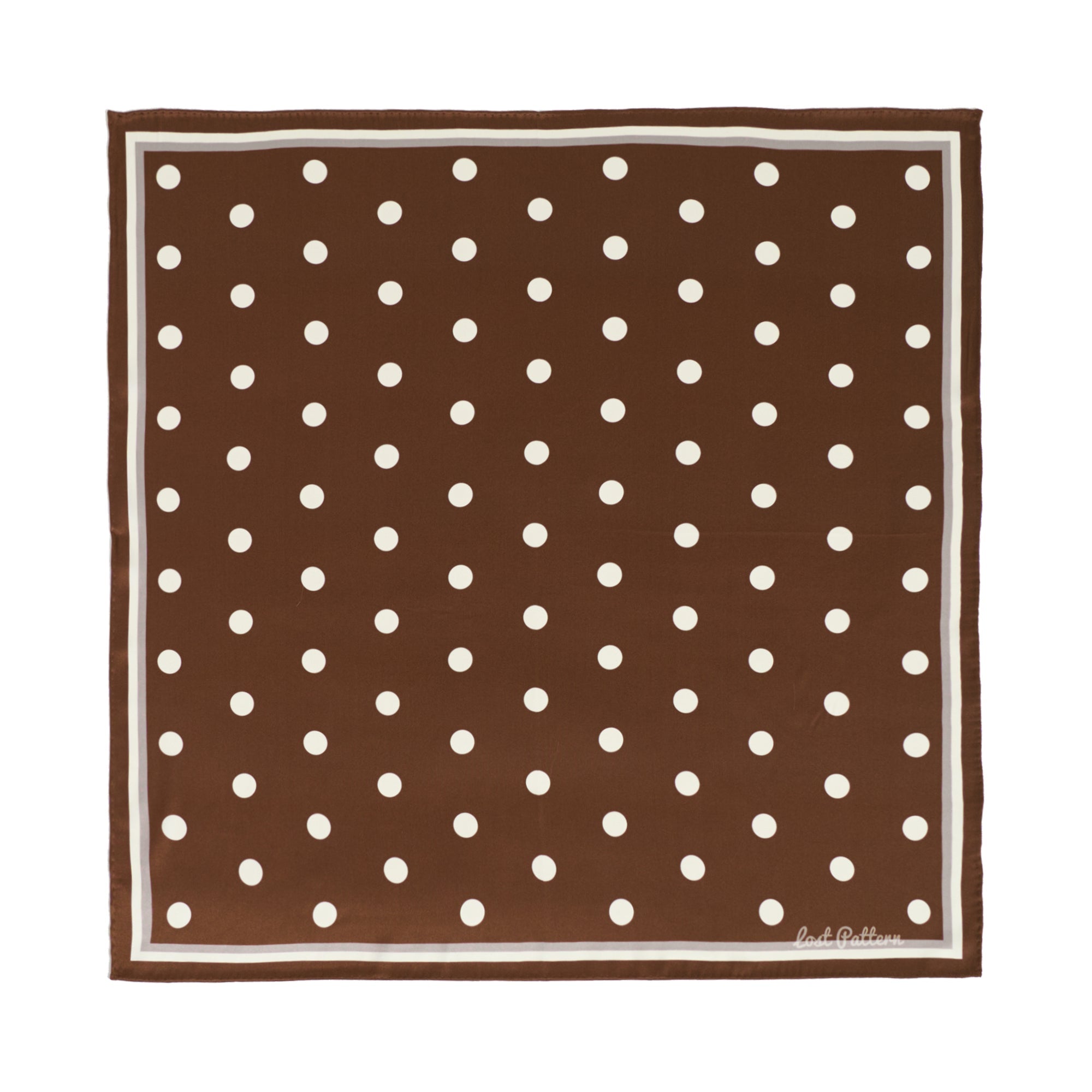 "Retro Polka" Silk Bandana Scarf - Cafe Au Lait