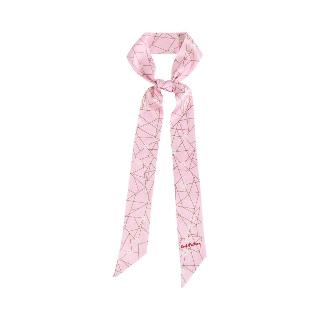 "Almond Blossom" Silk Skinny Scarf - Peach