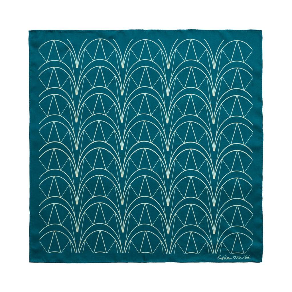 "Chrysler" Silk Bandana Scarf - Skyline Teal