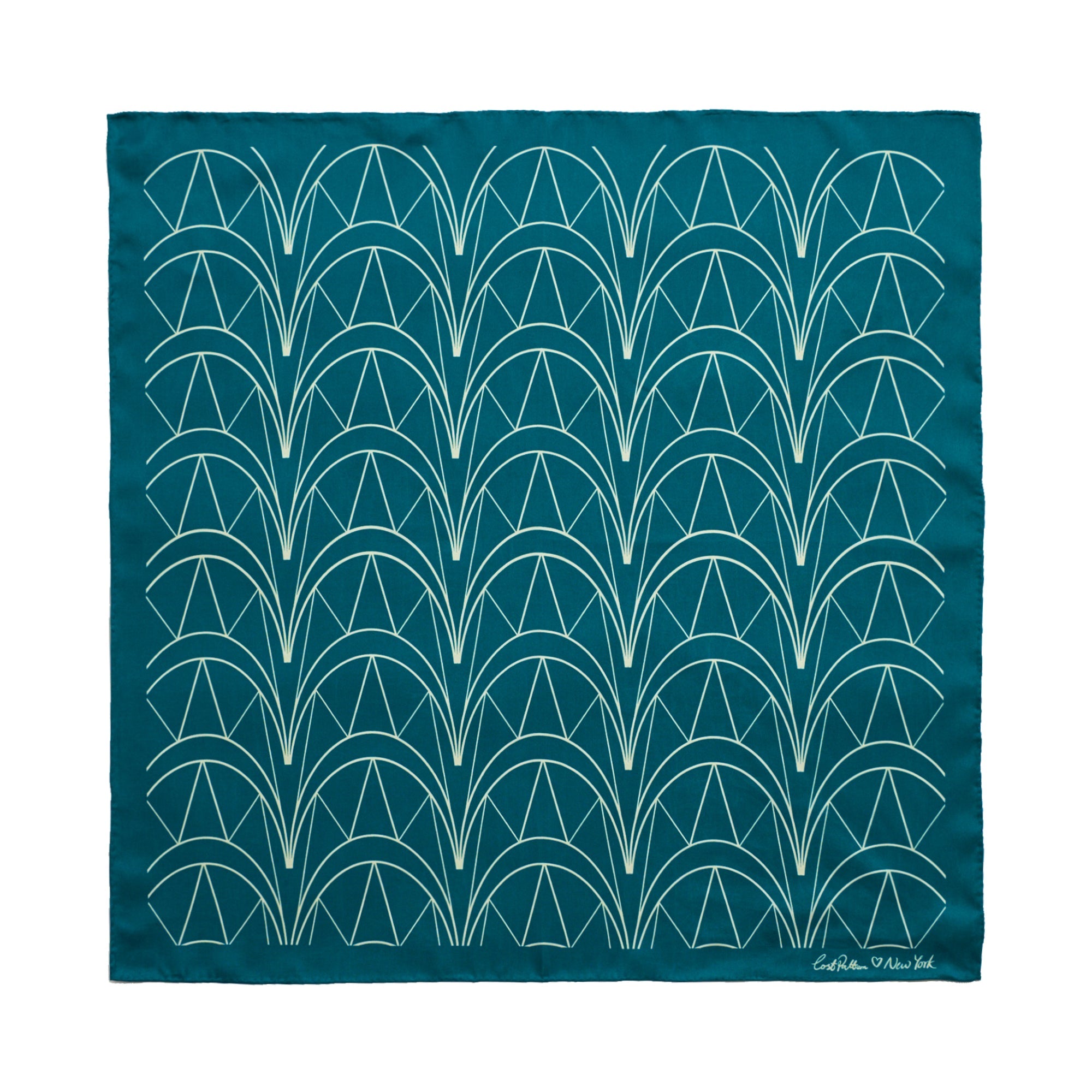 "Chrysler" Silk Bandana Scarf - Skyline Teal