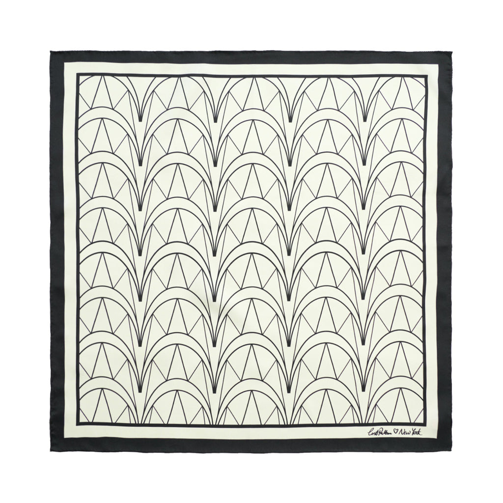 "Chrysler" Silk Bandana Scarf - Deco Ivory