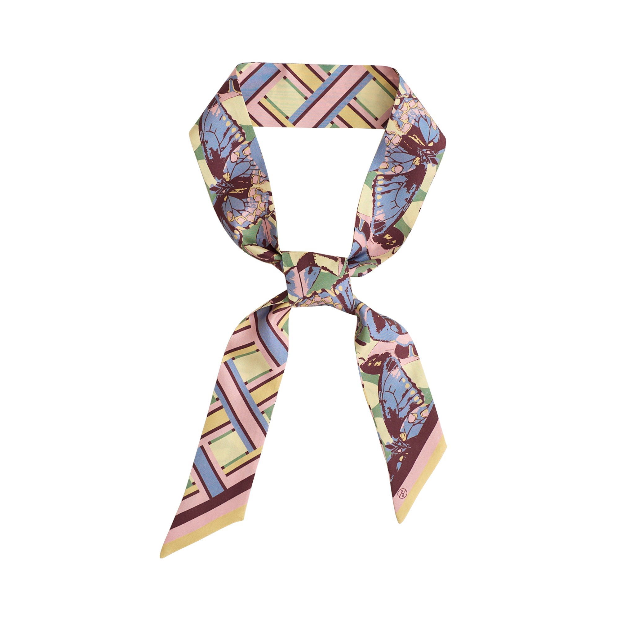 Lost Pattern x Leatherology Silk Twill Skinny Scarf - Pastel - Pastel - LOST PATTERN Silk Skinny Scarf