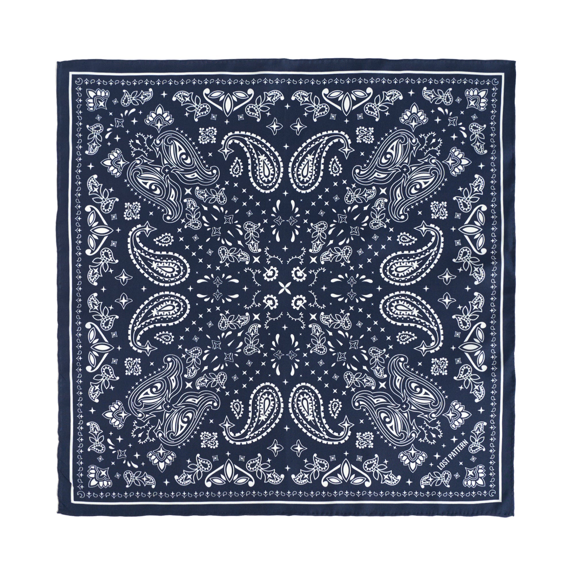 “Paisley" Silk Bandana Scarf - Midnight Blue