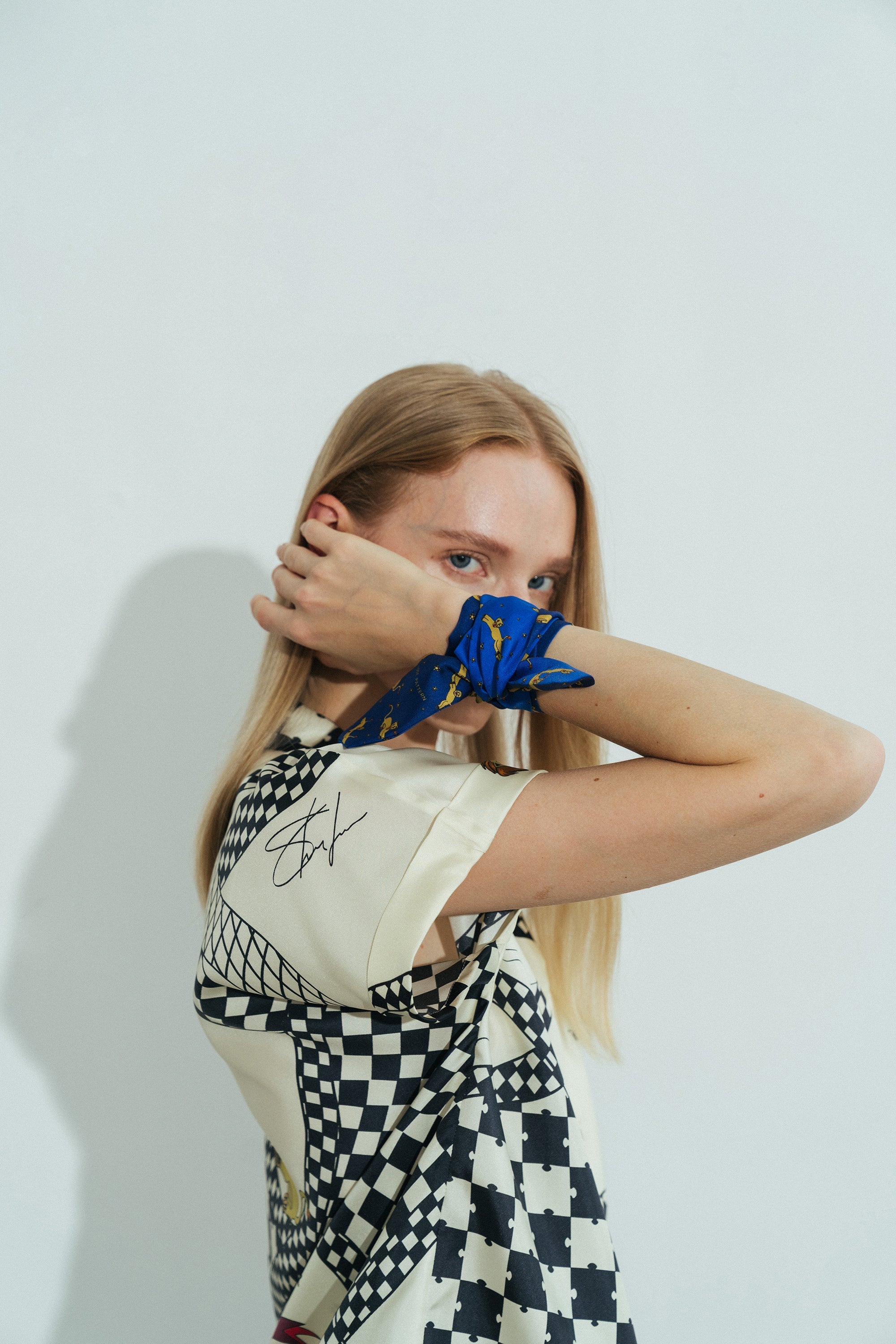 "Journey" Silk Twill Skinny Scarf by SHANTALL LACAYO