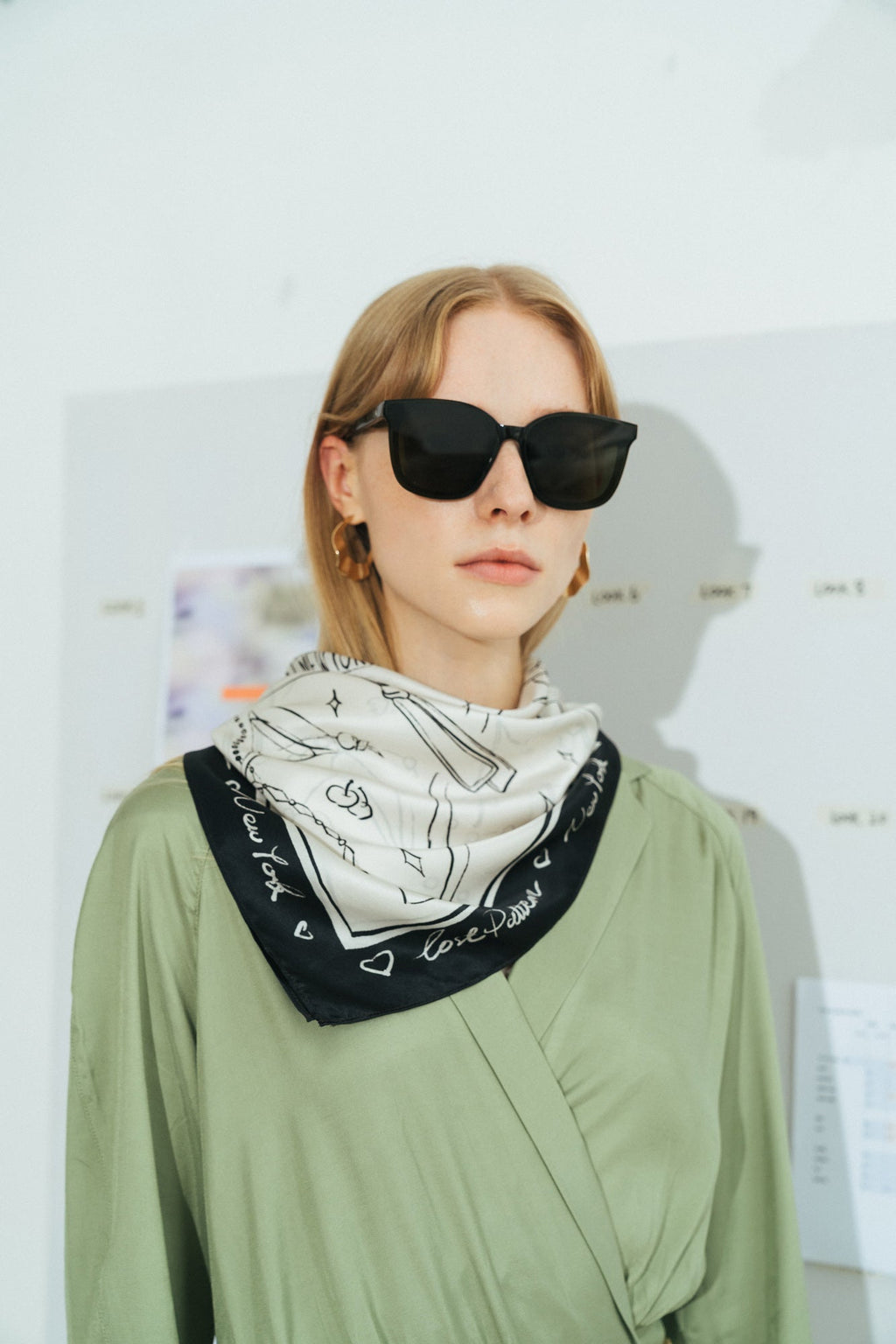 "New York in Sketches" Silk Scarf - Black & White