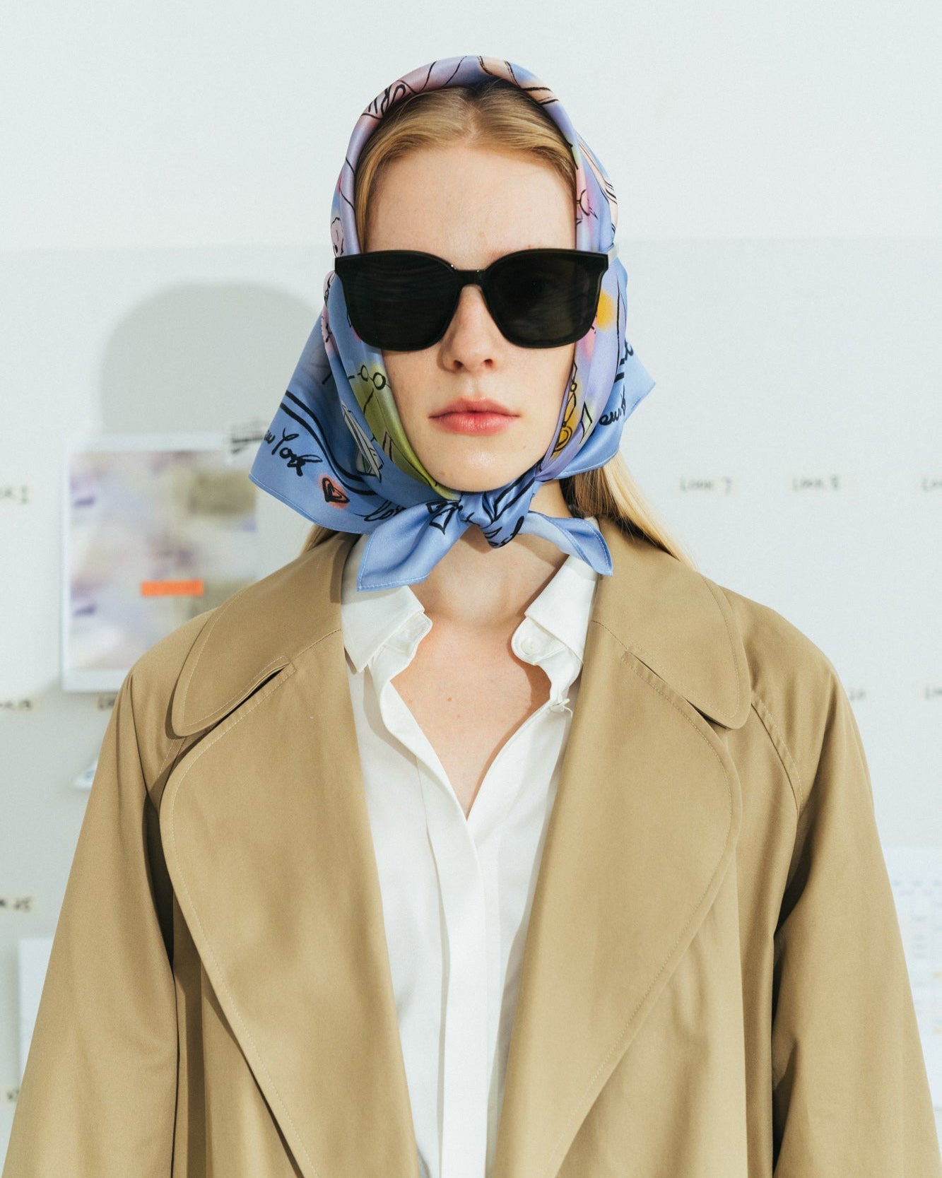 "New York in Sketches" Silk Scarf - Blue