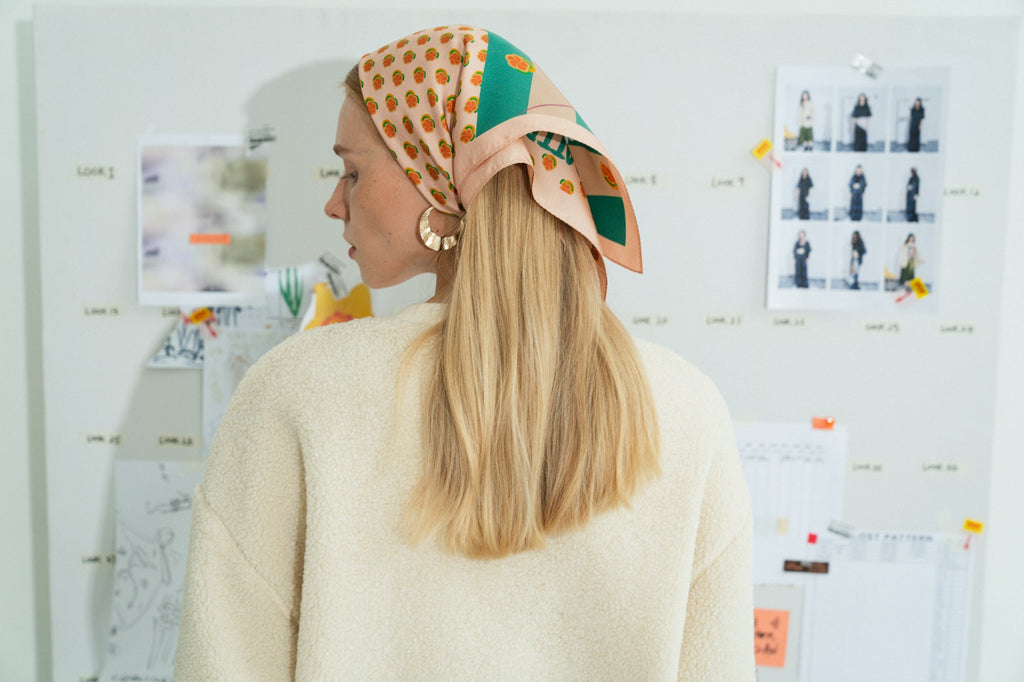 "Pan Pan" Silk Bandana - Orange