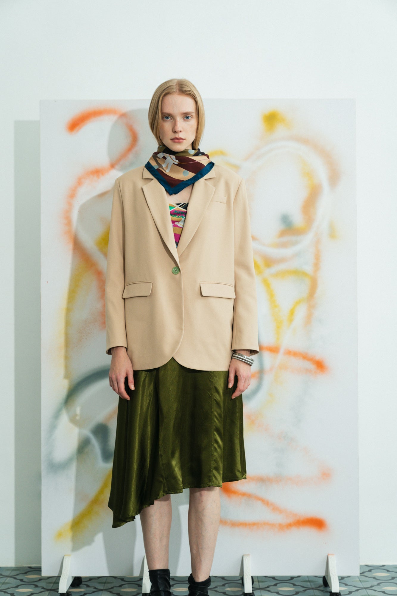 "Pan Pan" Silk Bandana - Coffee