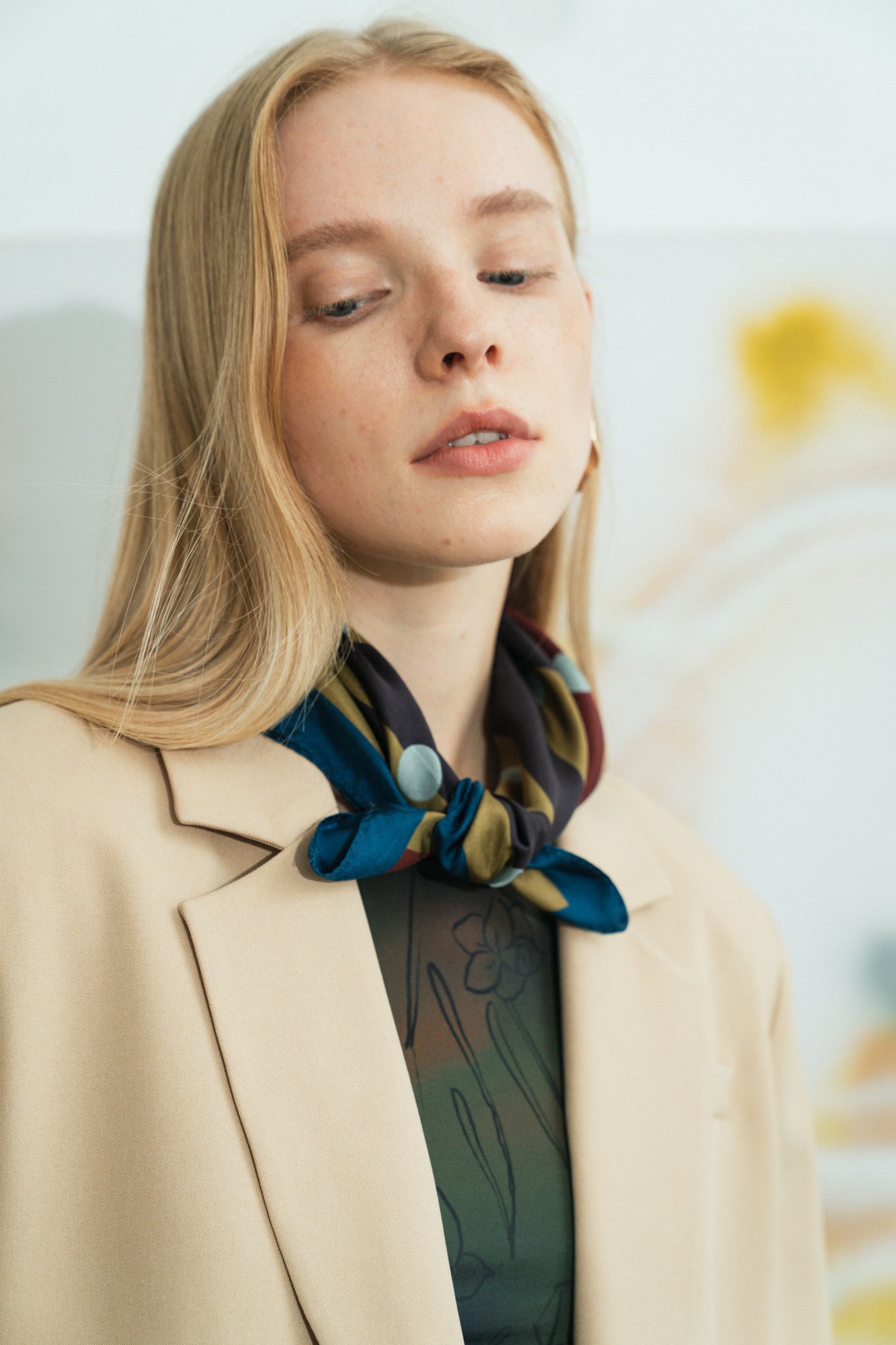 "Pan Pan" Silk Bandana - Coffee