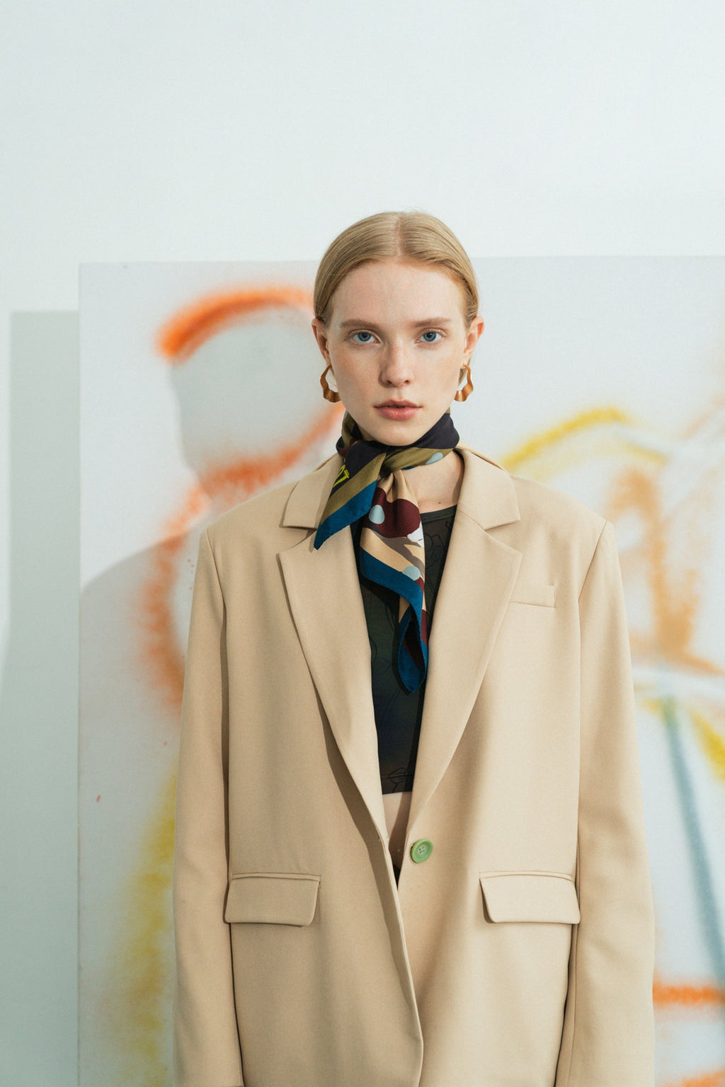 "Pan Pan" Silk Bandana - Coffee