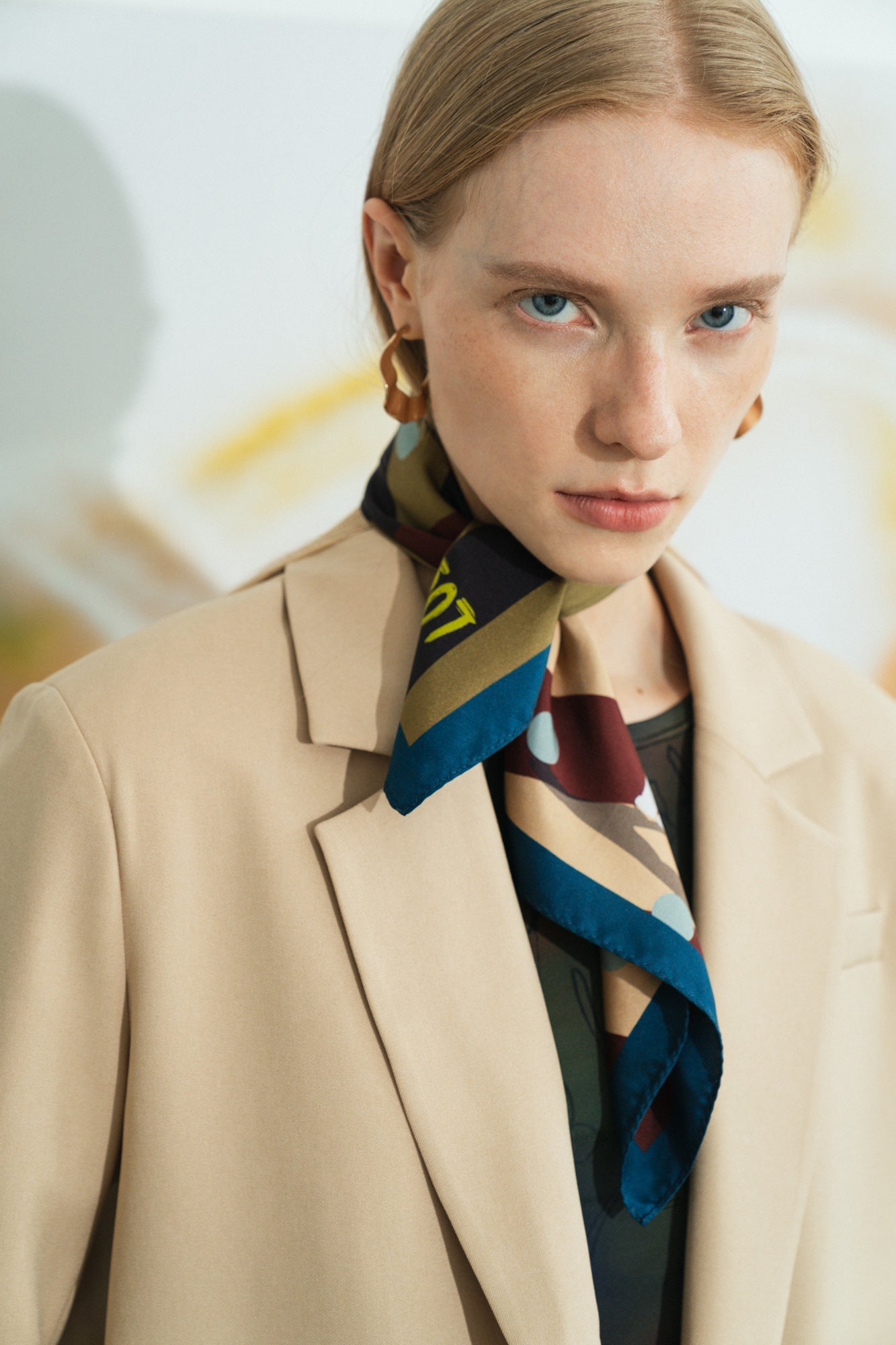 "Pan Pan" Silk Bandana - Coffee