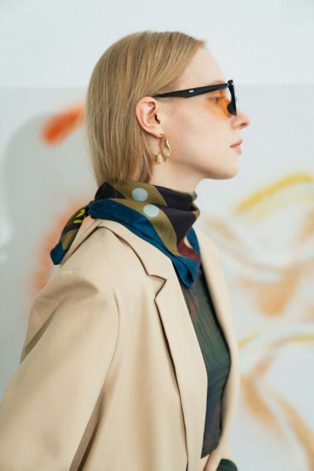 "Pan Pan" Silk Bandana - Coffee