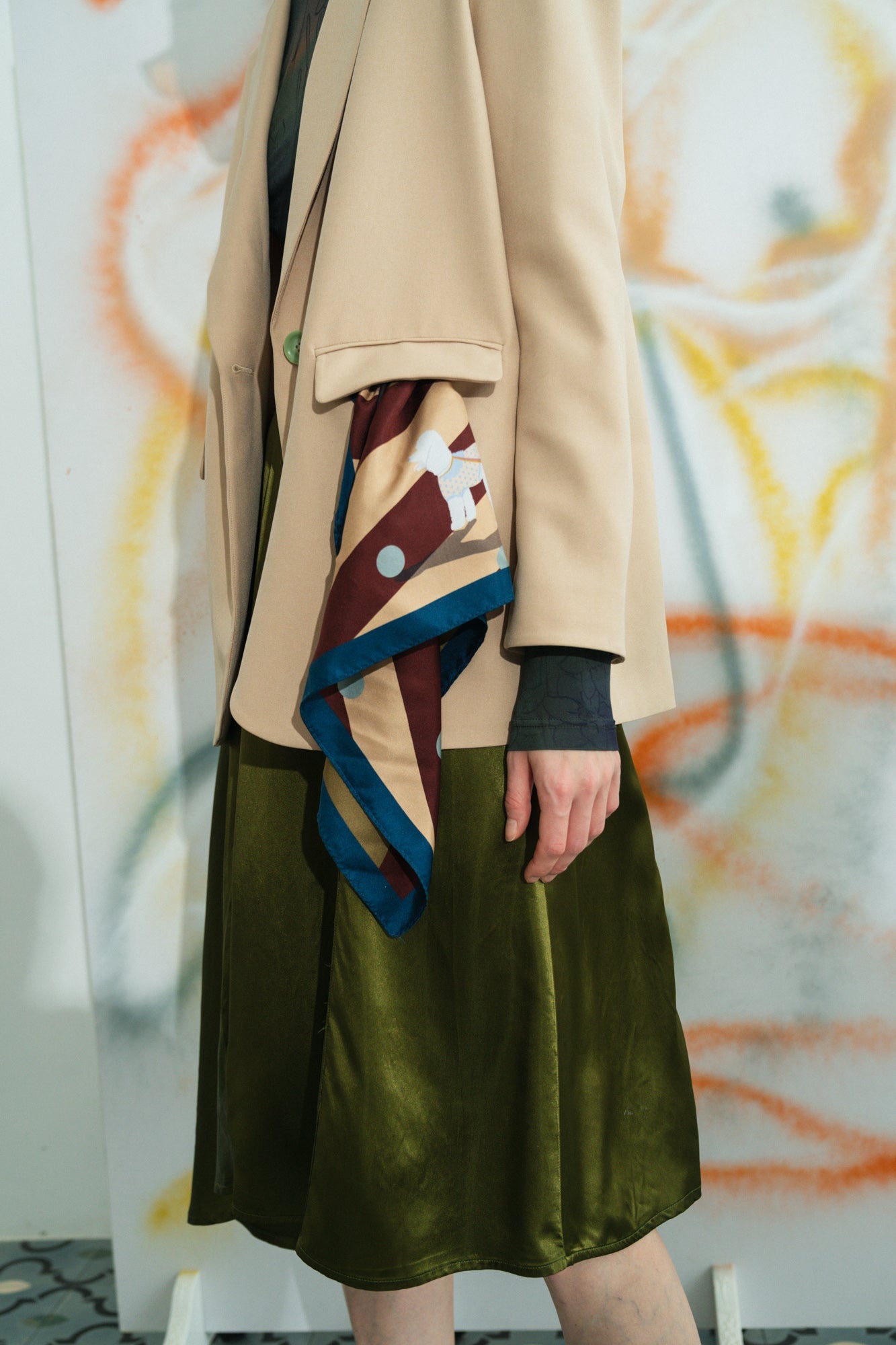 "Pan Pan" Silk Bandana - Coffee