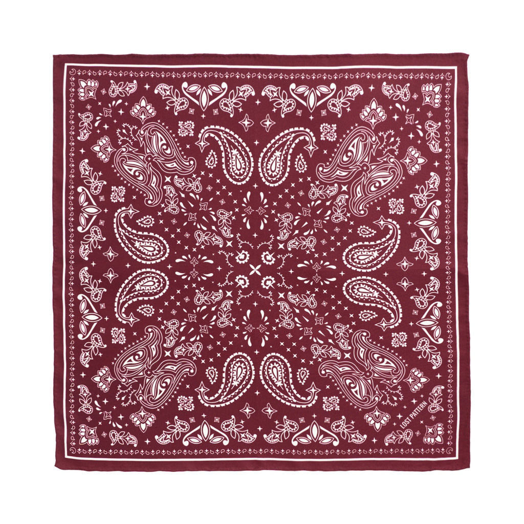 “Paisley" Silk Bandana Scarf - Rodeo Red