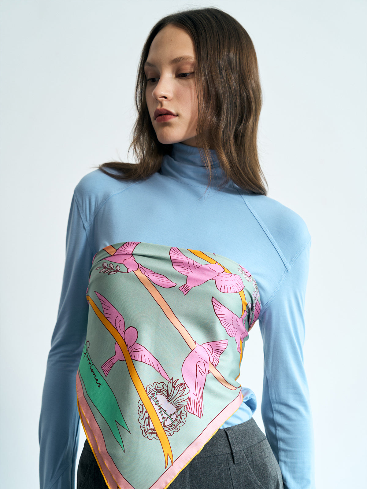 FRIDA x LOST PATTERN "House of Frida" Silk Bandana Scarf - Pink