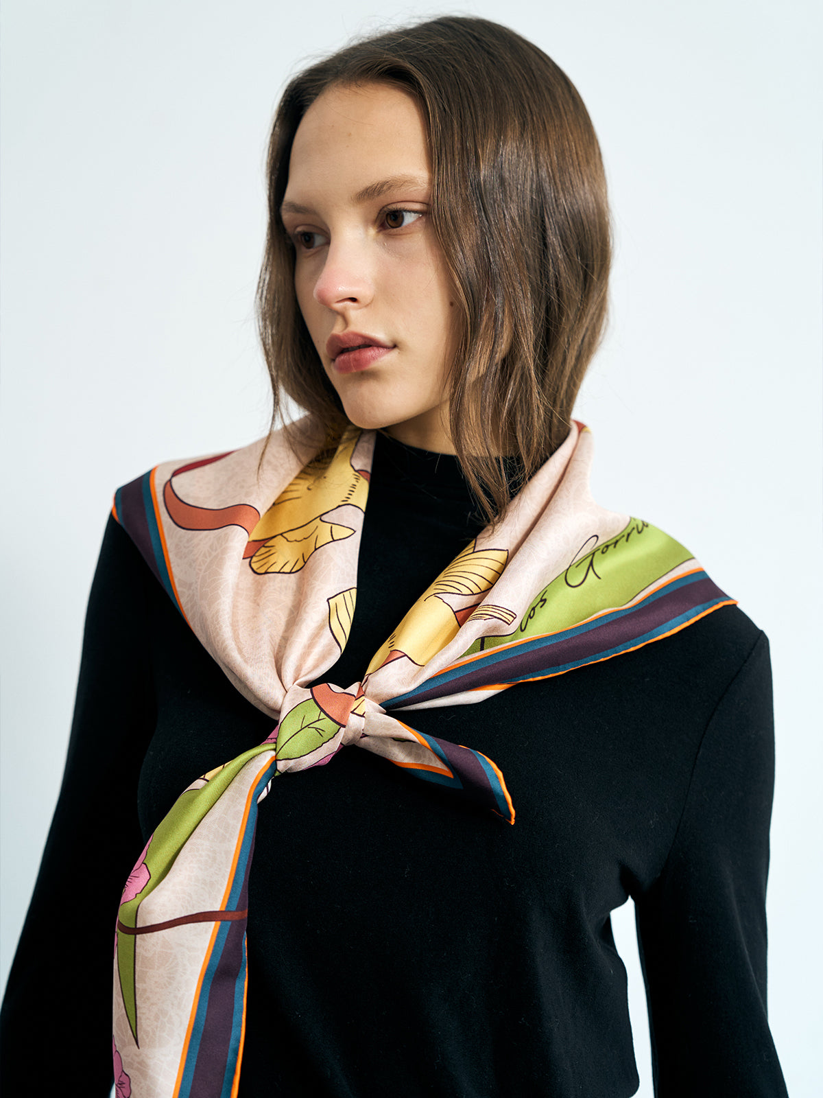 FRIDA x LOST PATTERN "House of Frida" Large Square Silk Scarf - Yellow