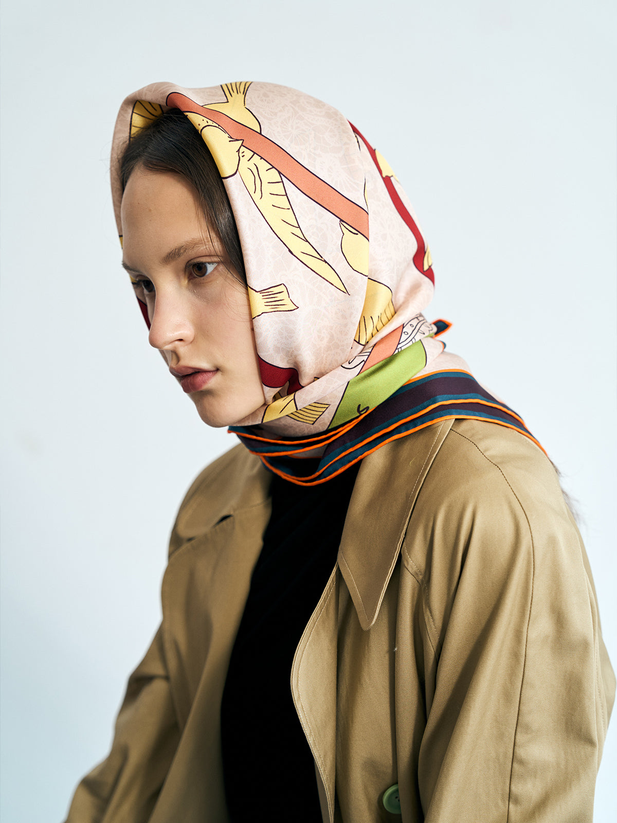 FRIDA x LOST PATTERN "House of Frida" Large Square Silk Scarf - Yellow