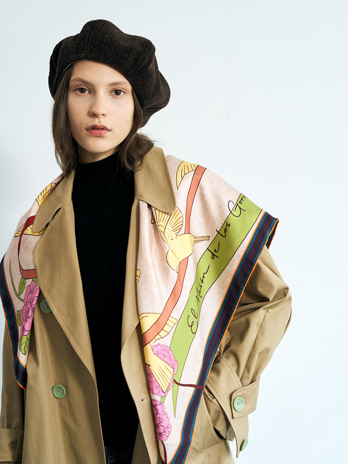 FRIDA x LOST PATTERN "House of Frida" Large Square Silk Scarf - Yellow