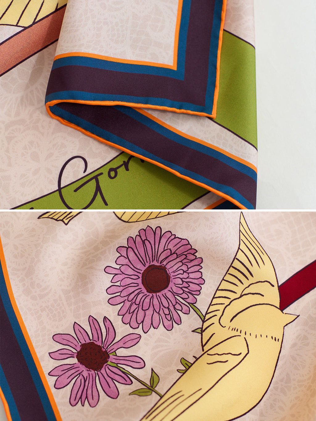 FRIDA x LOST PATTERN "House of Frida" Large Square Silk Scarf - Yellow