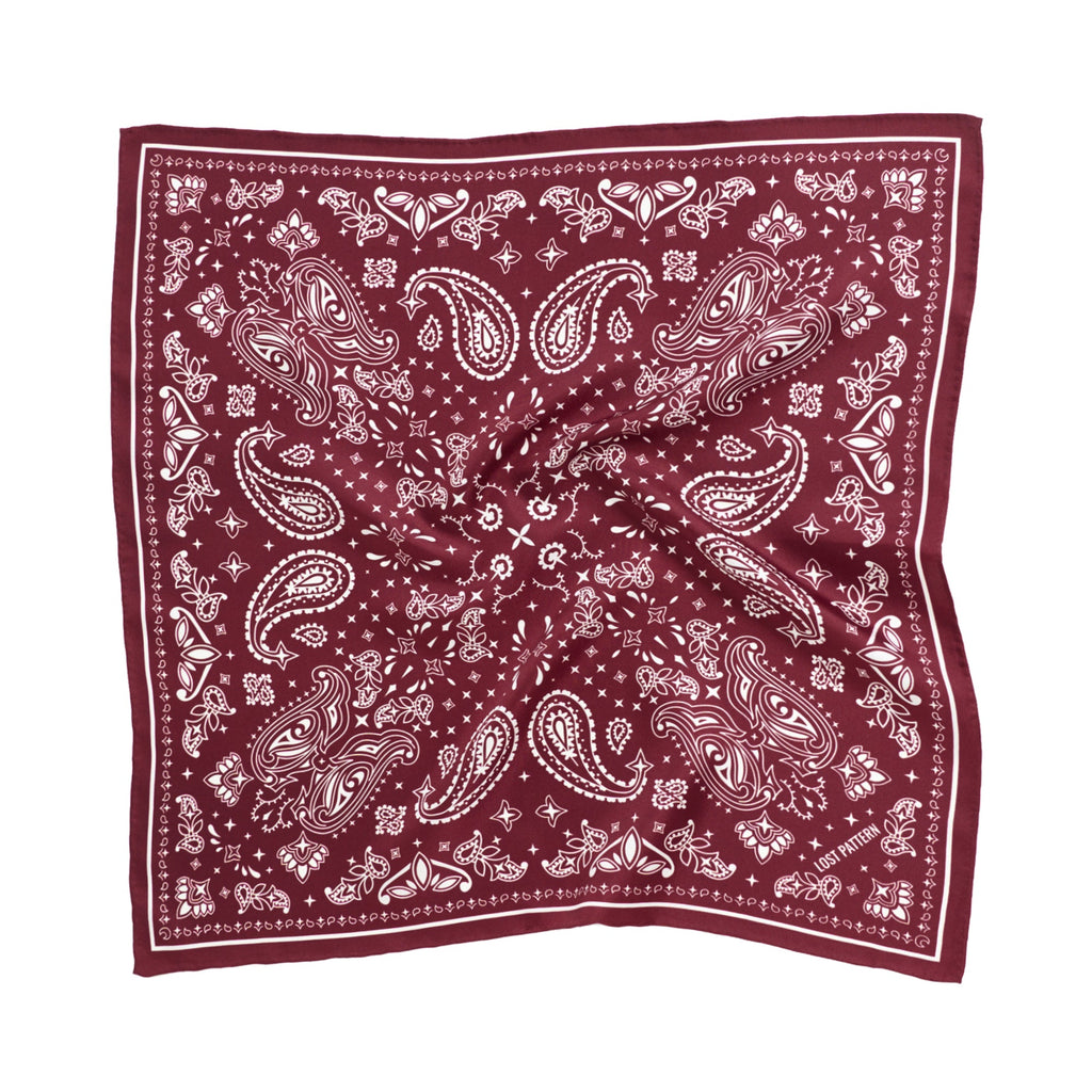 “Paisley" Silk Bandana Scarf - Rodeo Red