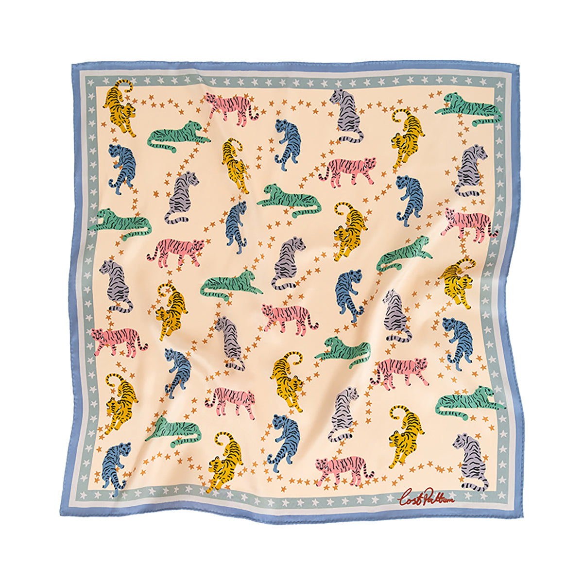 "Neon Tigers" Silk Bandana Scarf