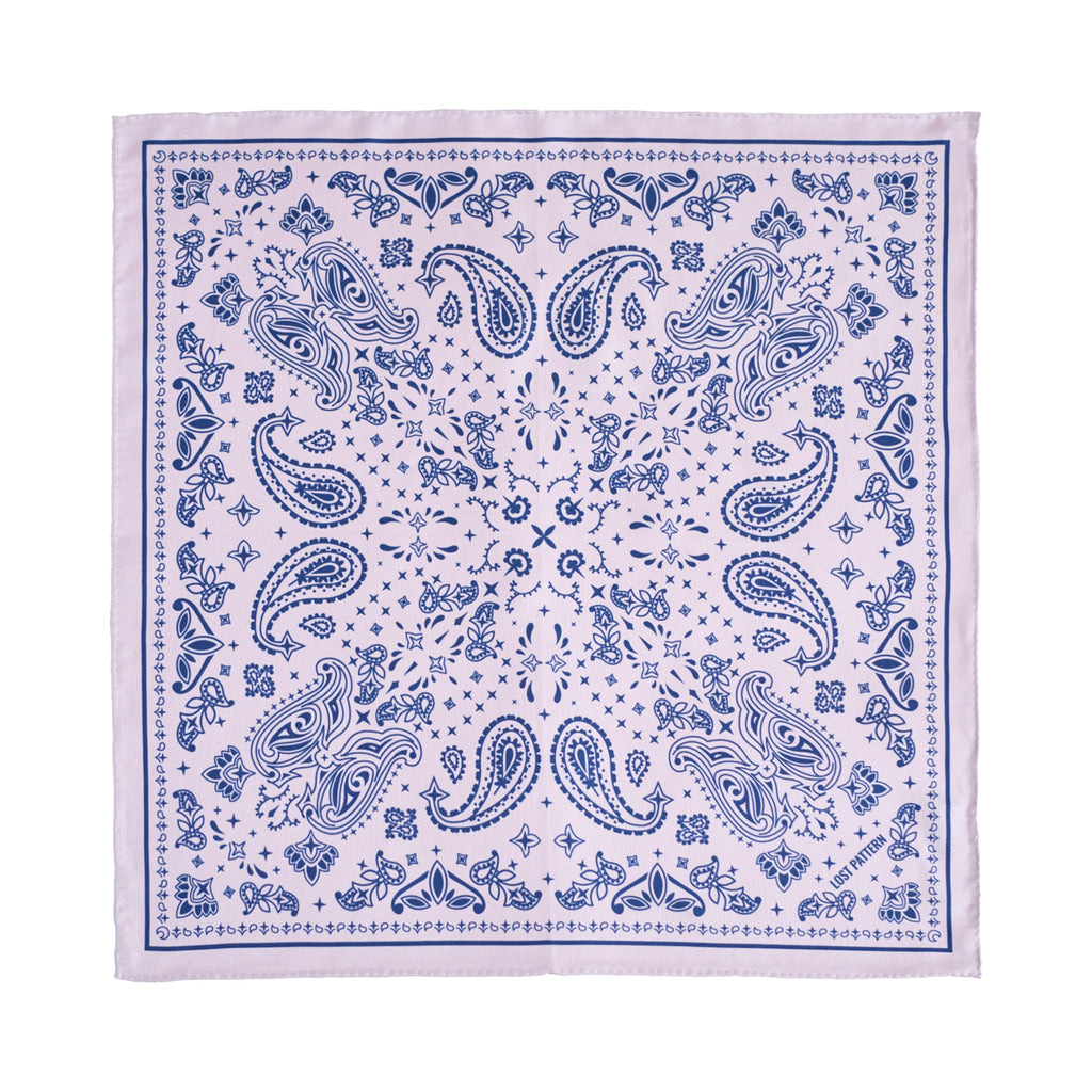 “Paisley" Silk Bandana Scarf - Sunset Blush