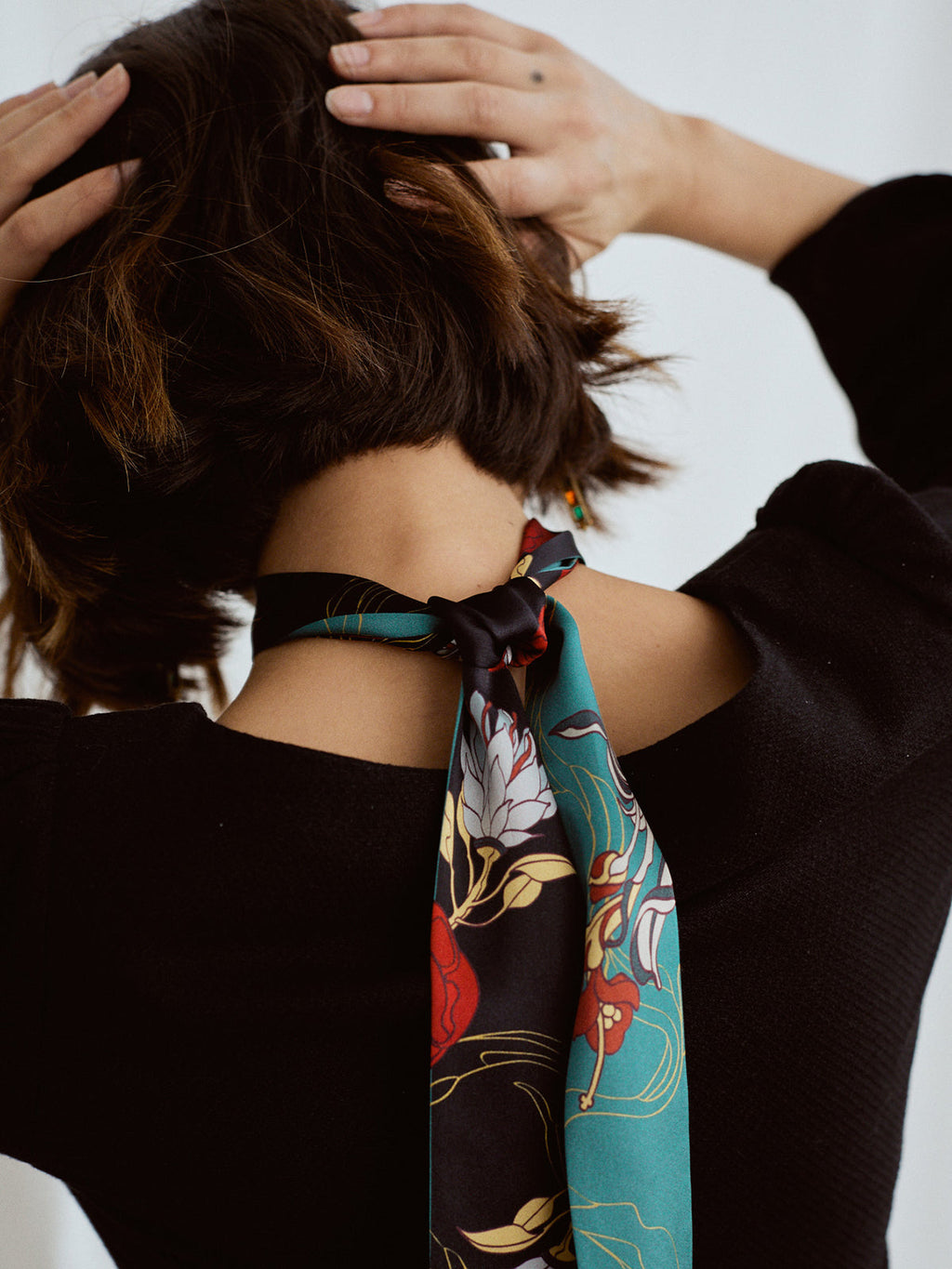 "Dream Hunter" Silk Skinny Scarf- Emerald Green